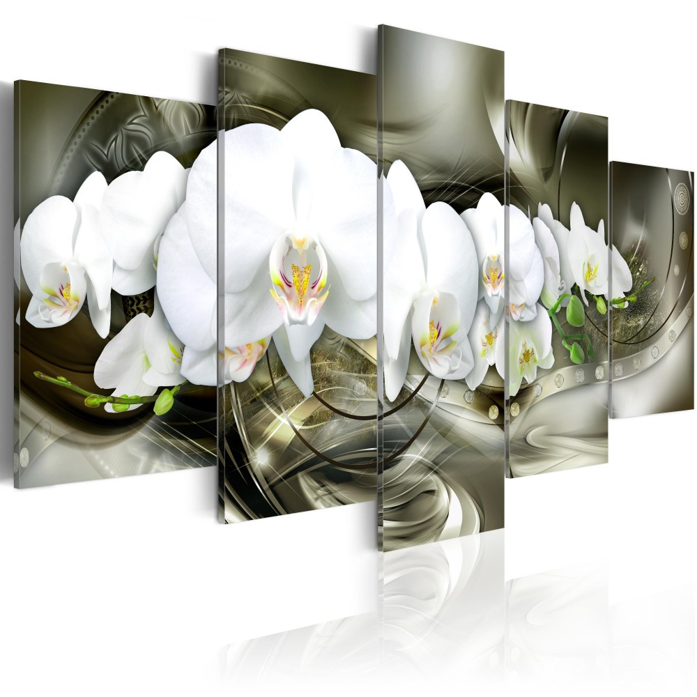 ( No Frame ) Abstract Flower Canvas Art Print Modern Orchid Floral Wall Painting Home Decoration Gift for Love, Choose Color & Size