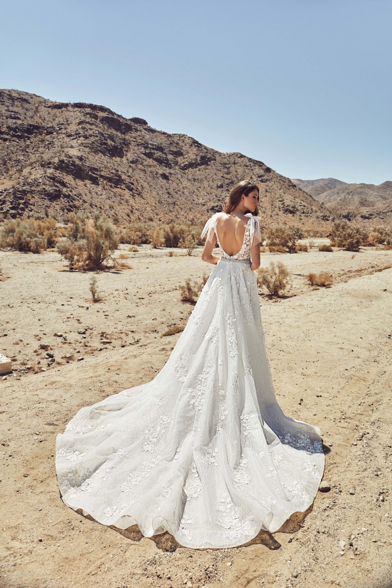 Calla Blanche 2020 Wedding Dresses V Neck Lace Boho Bridal Gowns Beaded Waist Backless A Line Princess Wedding Dress Plus Size