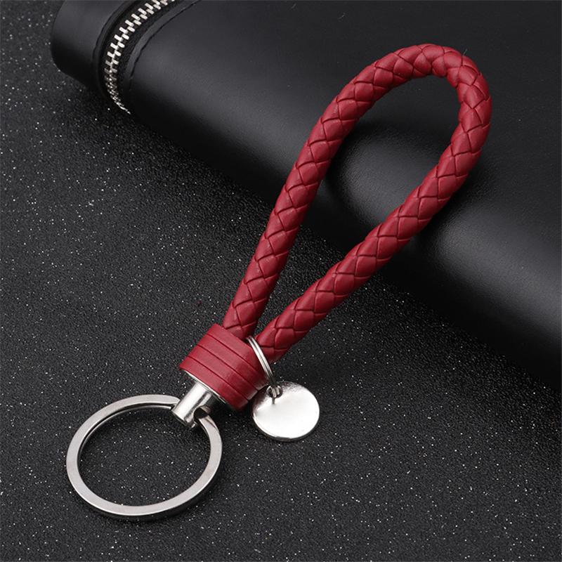 20pcs/Lot Braided Pu Leather Keychain With Disc Charm Diy Bag Pendant Key Holder Car Keyrings Men Women Key Chain Wholesale