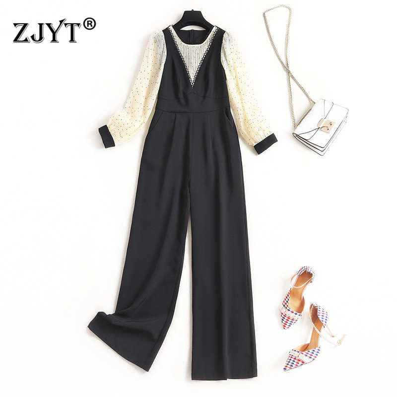 High Street Fashion Jumpsuit Women 2020 New Elegant Long Sleeve Patchwork Long Overalls Office Work Rompers Womens Jumpsuits, Black
High Street Fashion Jumpsuit Women 2020 New Elegant Long Sleeve Patchwork Long Overalls Office Work Rompers Womens Jumpsuits, Black