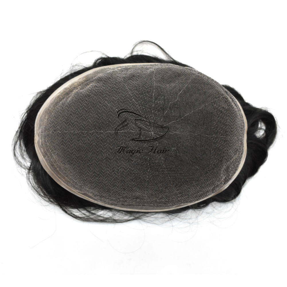 Men Full Lace Toupee Brazilian Human Remy Hair Wig For Males Comfortable As Like Own Hair(Full Lace)