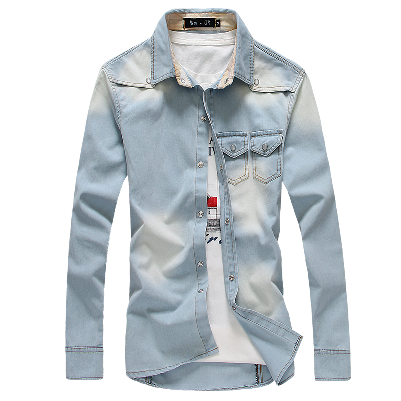 2020 Fashion Mens Shirt Autumn Men' Denim Shirts Leisure Long Sleeve Shirt Cowboy Shellort Men Clothing Cotton Tops Size XXXL, Dark blue
2020 Fashion Mens Shirt Autumn Men' Denim Shirts Leisure Long Sleeve Shirt Cowboy Shellort Men Clothing Cotton Tops Size XXXL, Dark blue