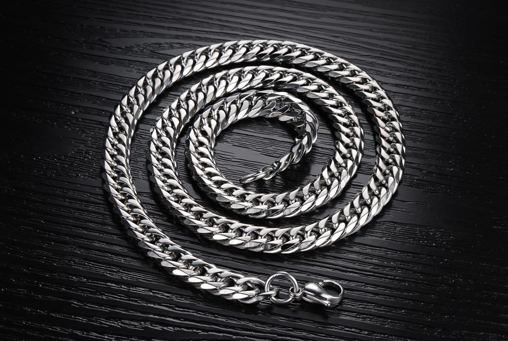 8mm 22inch Cool Men Heavy Thick Titanium Steel Chain Necklace 316L Steel Steel Link Chain Jewelry