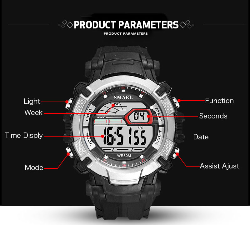 2020 SMAEL Mens Led Watches Digital Clock Alarm Waterproof Led Sport Male Clock Wristwatches 1620 Top Brand Luxury Sports Watches Men, Black
2020 SMAEL Mens Led Watches Digital Clock Alarm Waterproof Led Sport Male Clock Wristwatches 1620 Top Brand Luxury Sports Watches Men, Black