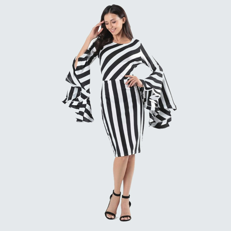 Dress Women Round Neck Mid-Shoulder Long Sleeve Vertical Stripe Stitching Ruffled Large Size Black Blue Red Yellow Green
Dress Women Round Neck Mid-Shoulder Long Sleeve Vertical Stripe Stitching Ruffled Large Size Black Blue Red Yellow Green