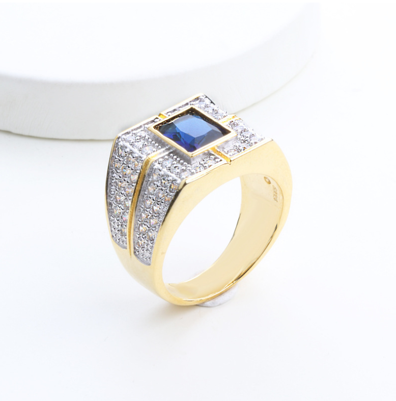 2019 New Arrival Infinity Classical Jewelry 925 Sterling Silver&Gold Fill Pave White Sapphire CZ Diamond Wedding Men Ring for Lovers' Gift