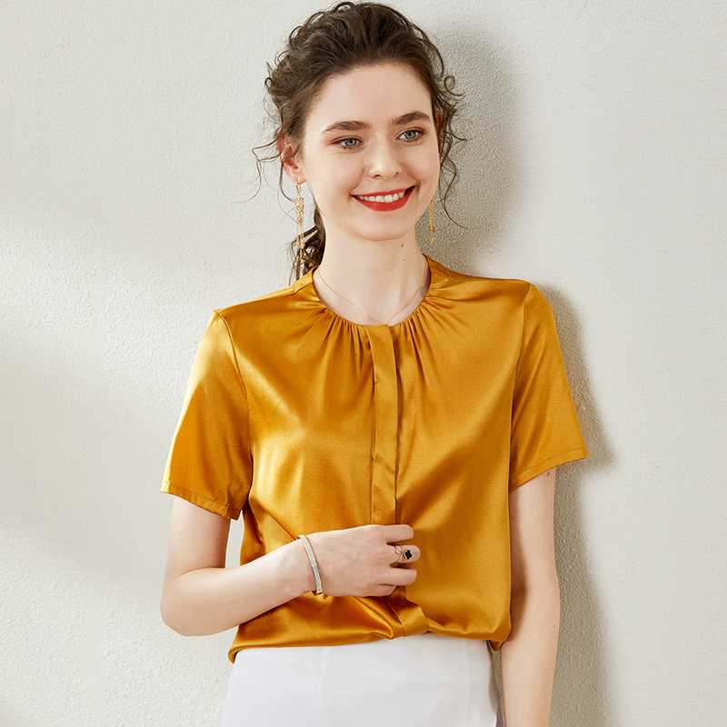 100% Heavy Silk Women' Shirts O Neck Short Sleeves Ruched Fashion Casual Blouse Tops, Beige
100% Heavy Silk Women' Shirts O Neck Short Sleeves Ruched Fashion Casual Blouse Tops, Beige