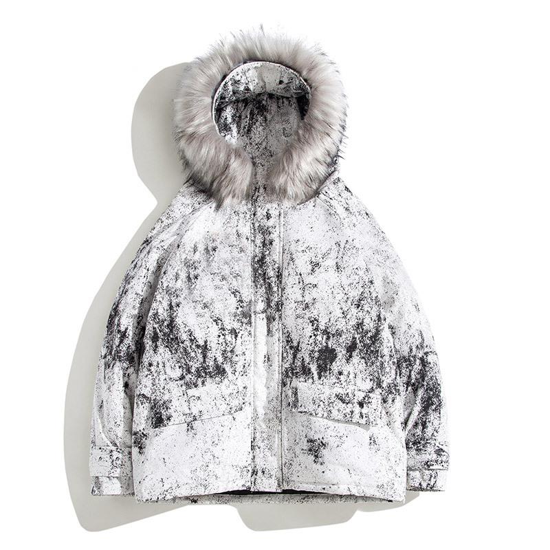 Men's Down & Parkas Camo Parka Men Coats Winter Jacket Thicken Fur Hooded Outwear Warm Coat Clothing Casual