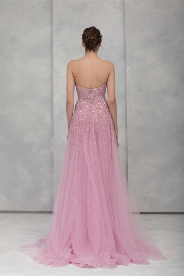 sparkly pink evening dresses sweetheart sequined appliqued prom dresses tulle custom made formal party gowns