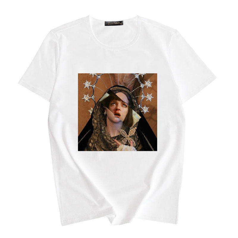 2020 T shirt Women spoof personality fashion Tshirt summer 2019 Harajuku aesthetics Short Sleeve White Tops Female T-shirt