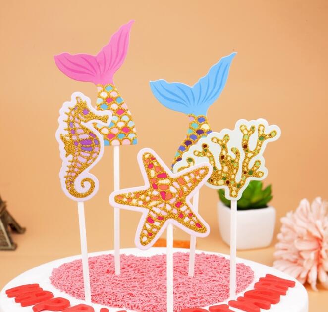 Mermaid Tail Cupcake Topper Kids Birthday Little Mermaid Party Decoration Baby Shower Under The Sea Cake Decor