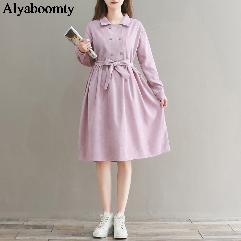 2020 Japanese Mori Girl Women Sweet Dress Spring Autumn Turn-Down Collar Buttons Sashes Dress Cute Pink Corduroy Elegant Dresses, As the photo
2020 Japanese Mori Girl Women Sweet Dress Spring Autumn Turn-Down Collar Buttons Sashes Dress Cute Pink Corduroy Elegant Dresses, As the photo