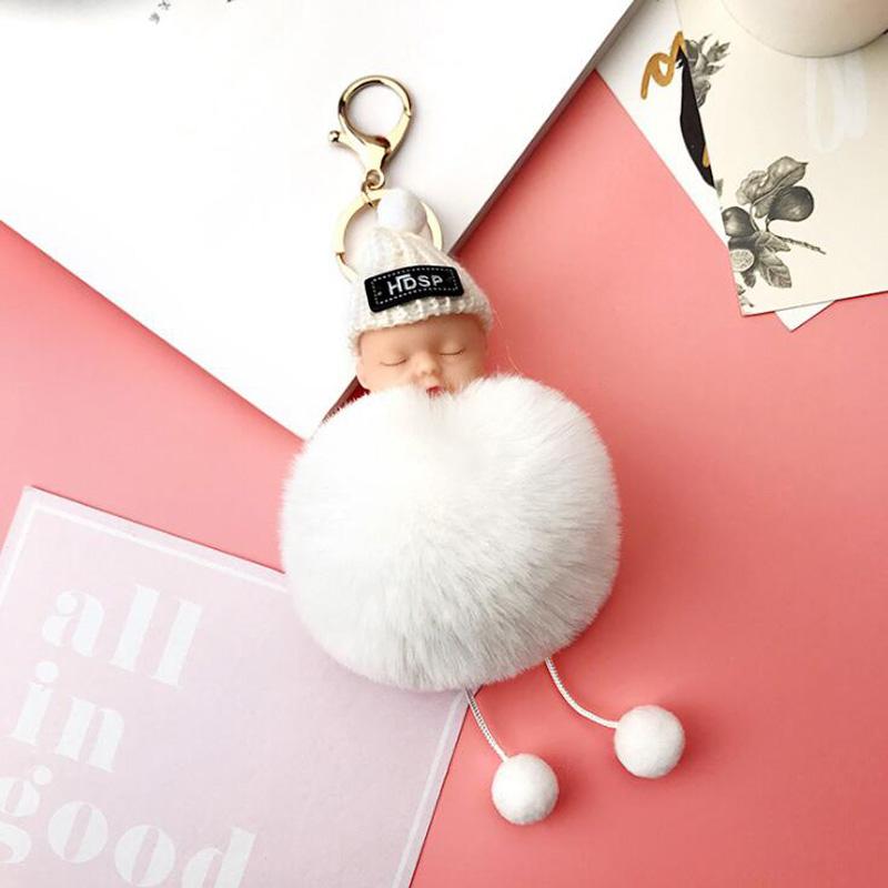 10pcs/Lot Party Favors Dream Doll Sleep Cuteness Baby Hair Ball Key Chain For Diy Bag Charm And Car Keyring Accessory Small Gift