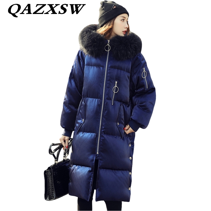 2018 New Women Winter Down Coat Hooded Fur Collar Long 100% Down Jacket Fashion Large Size Thicken Loose Warm Outerwear LF209, Blue
2018 New Women Winter Down Coat Hooded Fur Collar Long 100% Down Jacket Fashion Large Size Thicken Loose Warm Outerwear LF209, Blue