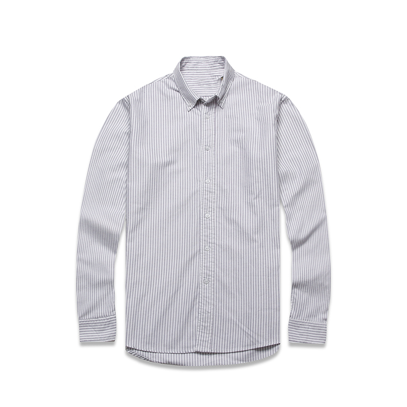 Men Casual Stripe Oxford Fabric Long Sleeve Comfortable Business Dress Shirts Spring Autumn