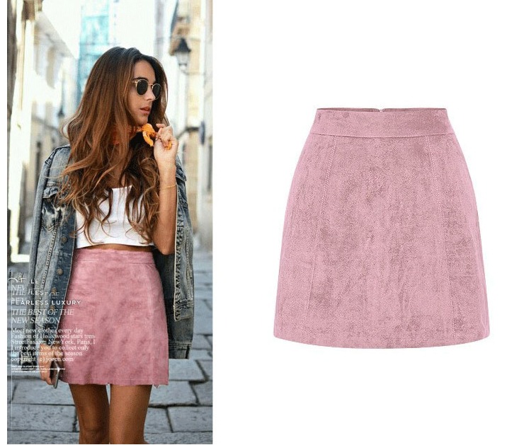 New design womens european fashion high waist a-line short suede leather short skirt plus size XSSMLXLXXL3XL