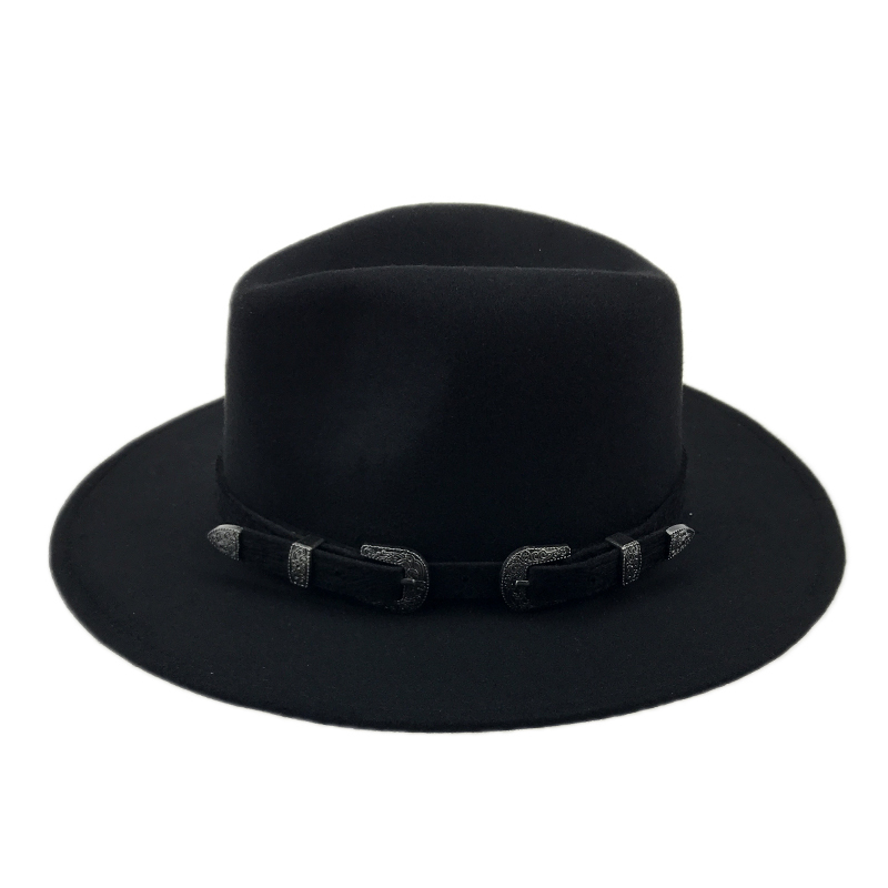 Winter Panama Hat Women Elegant Felt Caps Male Vintage Trilby Hat Wide Brim Fedora CAPS with Belt Chapeau Homme Feutre YY18016 T200106