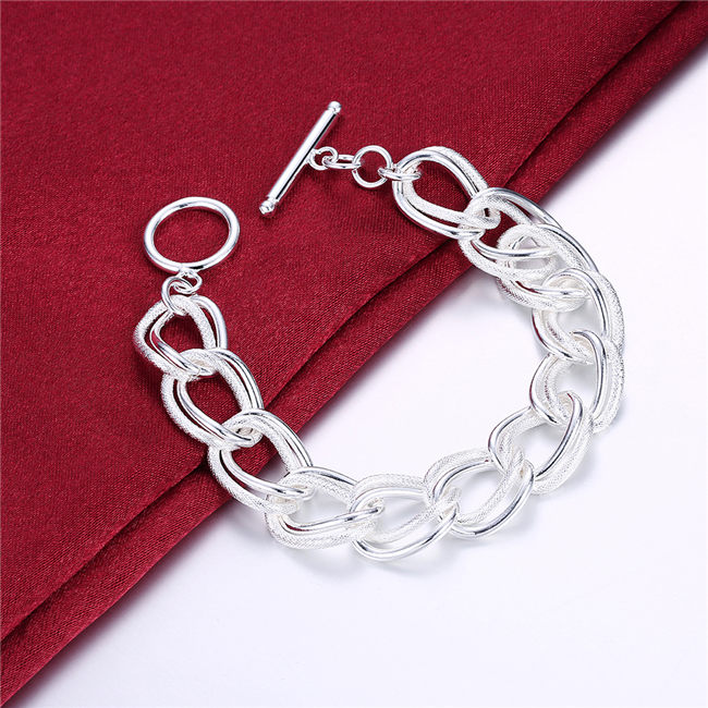 Hot sale 925 silver Flash twisting double circle TO bracelet DFMCH290,fashion 925 sterling silver plated Chain link bracelets high grade