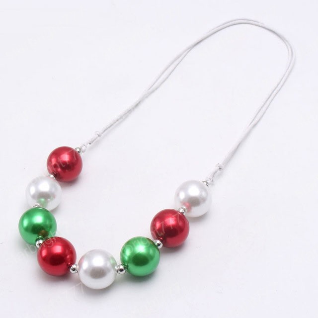 handmade girls chunky beaded necklace christmas style bubblegum kids rope chain necklace adjustable for child jewelry