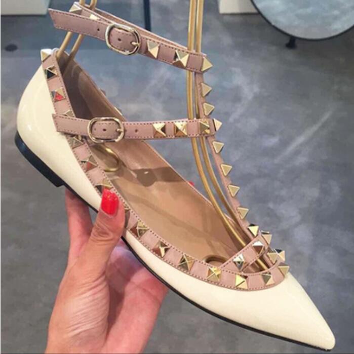 women brand sandals flat shoes classics women sandals rivets real leather women wedding shoes pointed toe 34-43 box and logo, Black
women brand sandals flat shoes classics women sandals rivets real leather women wedding shoes pointed toe 34-43 box and logo, Black