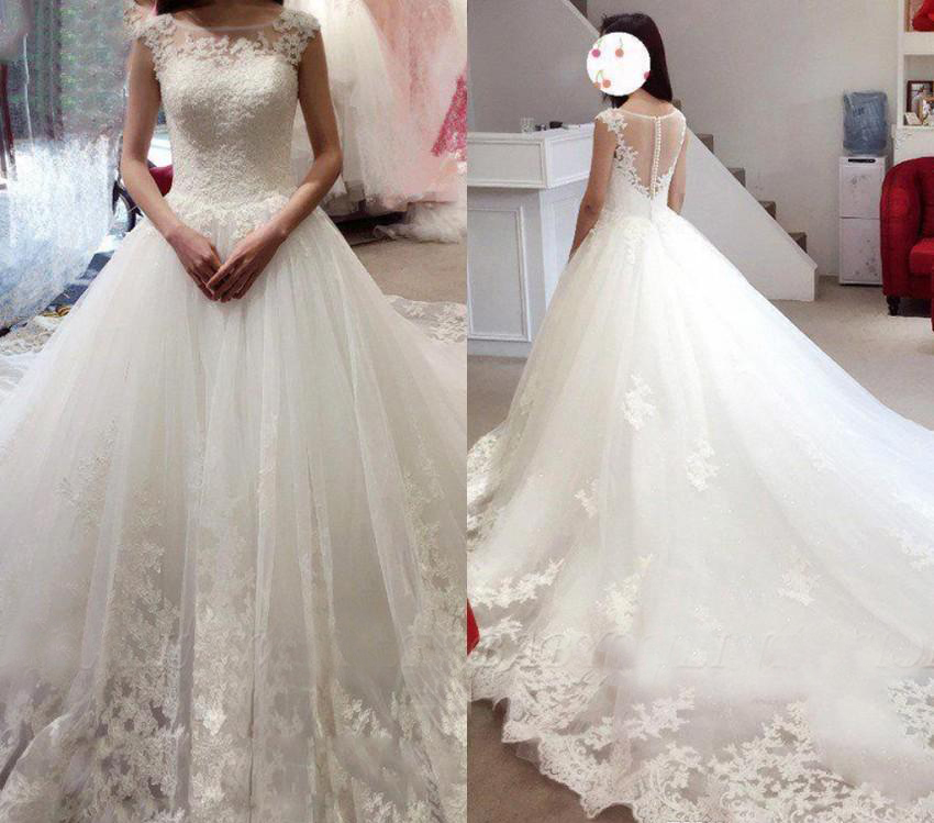 Elegant White Wedding Dresses A Line Appliques Lace Bohemian Country Garden Church Formal Bride Bridal Gowns Custom Made Plus Size