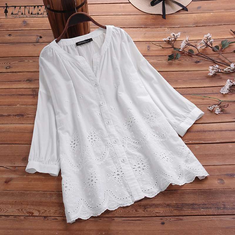 ZANZEA Casual Hollow Out Blouse Women Embroidery Shirt Button Down O Neck Tops Female Cotton Solid Blusas Lady Work Tunic 5XL, Black
ZANZEA Casual Hollow Out Blouse Women Embroidery Shirt Button Down O Neck Tops Female Cotton Solid Blusas Lady Work Tunic 5XL, Black