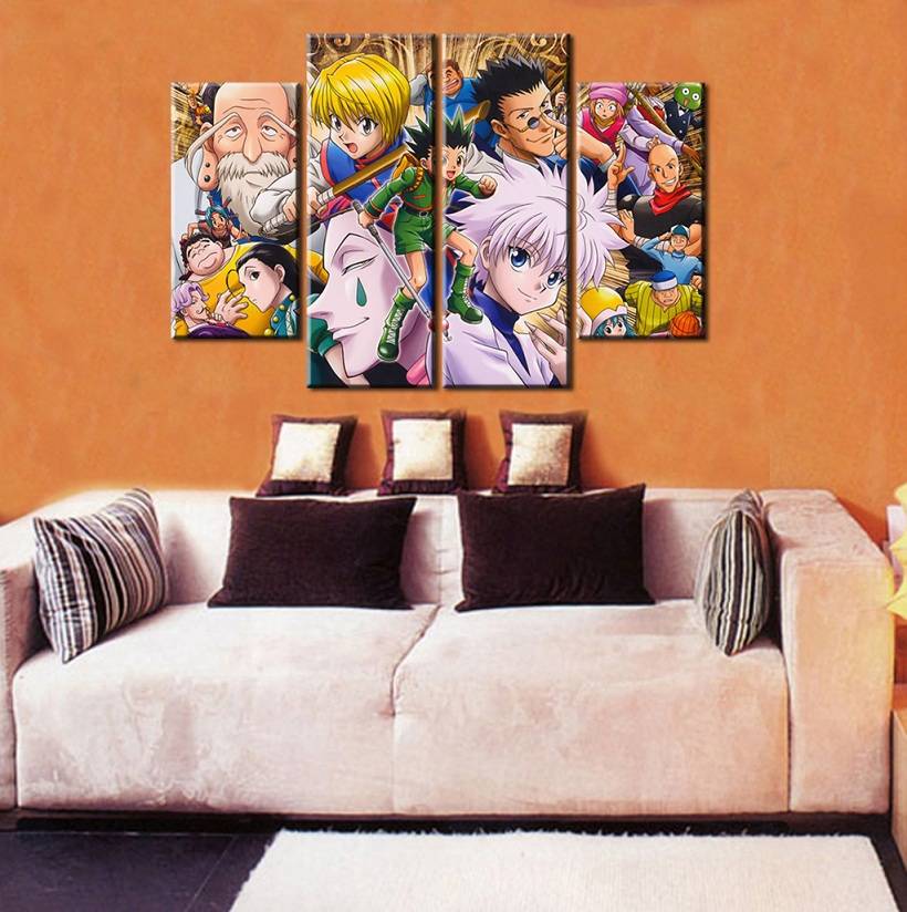 4pcs/set Unframed Hunter License Exam Anime Poster Print On Canvas Wall Art Picture For Home and Living Room Decor