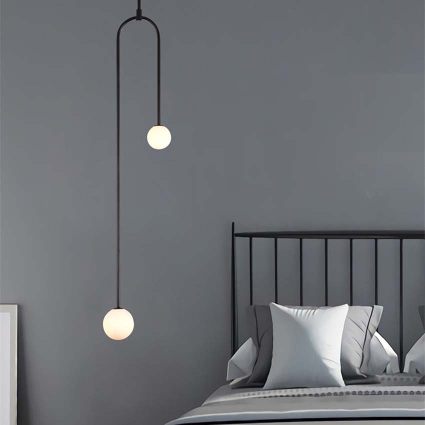 Postmodern wrought Pendant Lamps gold black white iron glass hanging ceiling lights bedroom dining room suspension light
