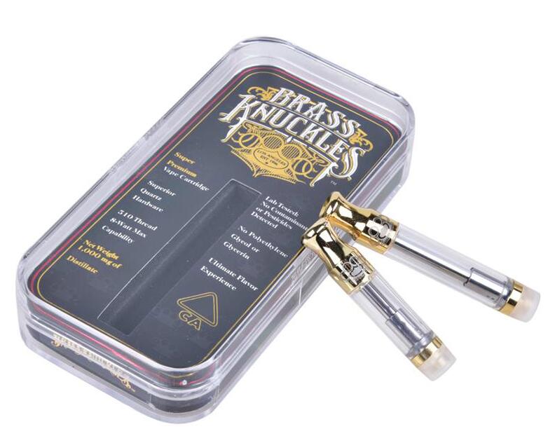Brass Knuckles Cartridges Pyrex Glass 0.5ml 1.0ml Gold BUD Touch Thick Oil Atomizer Vape Pen Tank Drip tip With Logo AT186
Brass Knuckles Cartridges Pyrex Glass 0.5ml 1.0ml Gold BUD Touch Thick Oil Atomizer Vape Pen Tank Drip tip With Logo AT186