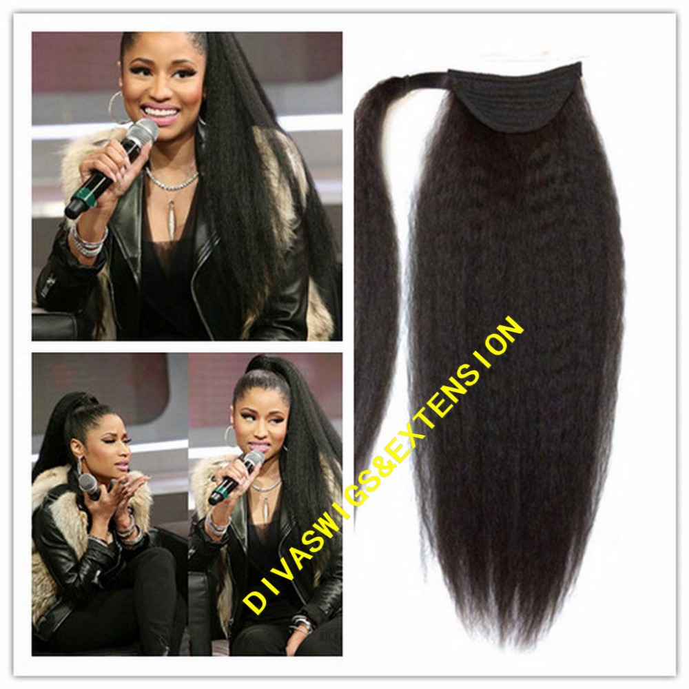 African american texture Brazilian Curly Afro Kinky Straight Hair Drawstring Ponytail For Black Women Professional Excellent Quality 1b