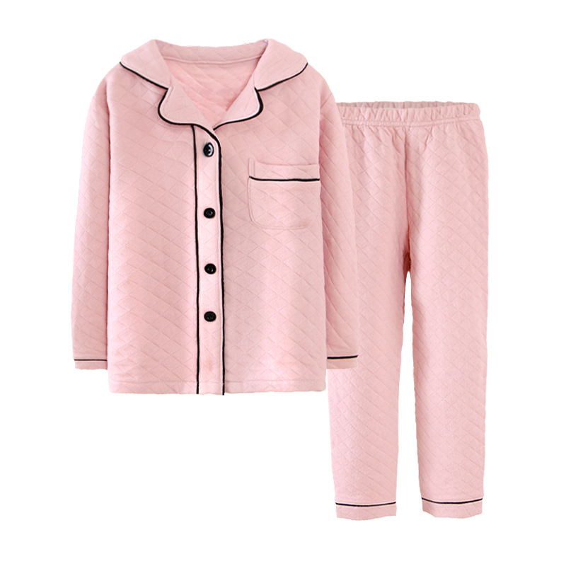 Women Winter Cotton Unisex Family Sleepwear 2pcs Piping Sleep Shirt with Pants Pajamas Sets for Mom Dad and Kids Home Lounge Wear Multicolor