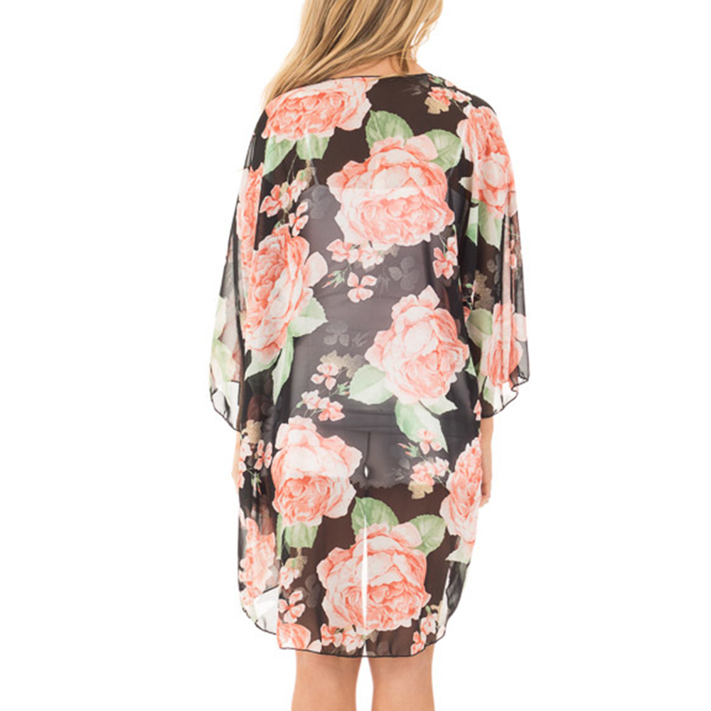 Women Shirt Kimono Boho Cardigan Vintage Floral Print Blouse Loose Shawl Cape Knits Bohemian Coat Jacket Two Color Y190510