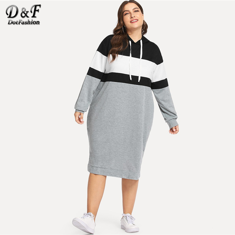 Dotfashion Plus Size Colorblock Drawstring Hooded Sweatshirt Dresses Womens Autumn 2018 Clothing Long Sleeve Knee Length Dress, Multi
Dotfashion Plus Size Colorblock Drawstring Hooded Sweatshirt Dresses Womens Autumn 2018 Clothing Long Sleeve Knee Length Dress, Multi