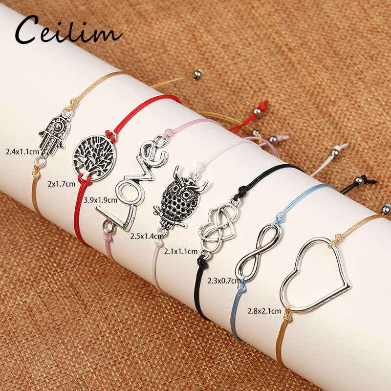 Bohemian Heart Love Infinite Couples Bracelets For Women Men Black Red Wax Rope Hand Life of Tree Owl Pendant Bracelet Friend Wish Card
Bohemian Heart Love Infinite Couples Bracelets For Women Men Black Red Wax Rope Hand Life of Tree Owl Pendant Bracelet Friend Wish Card