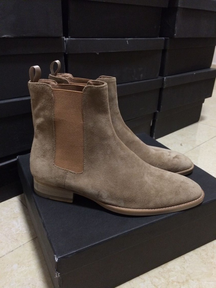 2019 Europe and United States new list Beige elastic nubuck leather boots casual personality genuine leather feet shoes