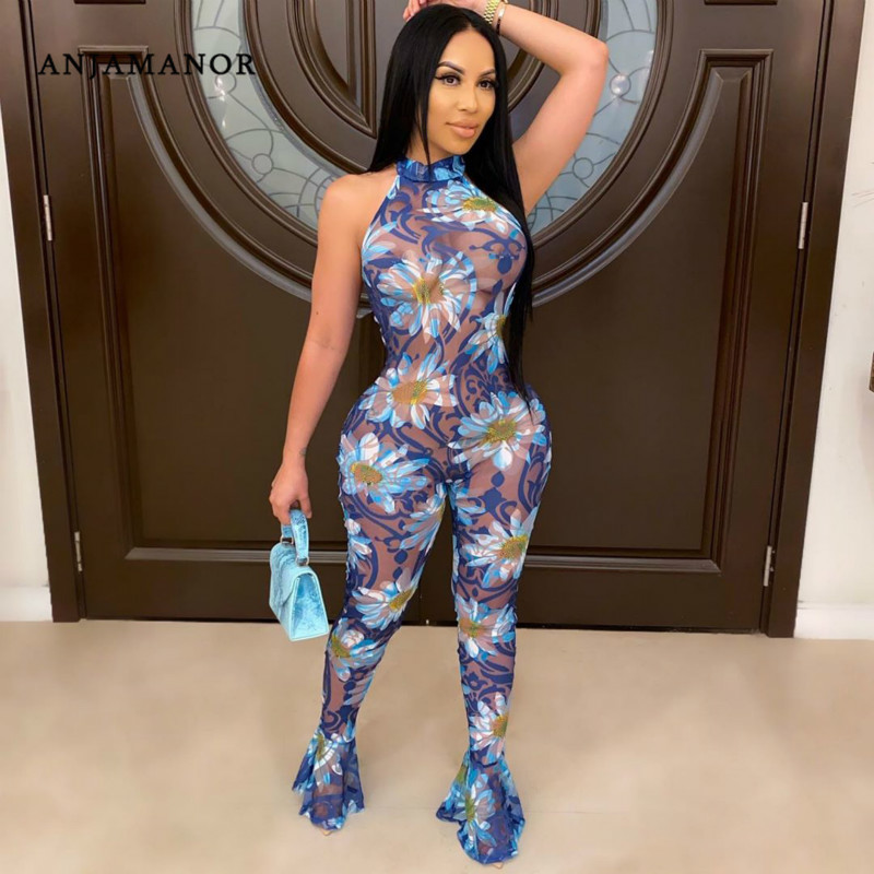 ANJAMANOR Sexy Club Jumpsuits Floral Print Sheer Mesh Halter Backless Sleeveless Bodycon Rompers One Piece Outfit D43-CI24, Dark blue
ANJAMANOR Sexy Club Jumpsuits Floral Print Sheer Mesh Halter Backless Sleeveless Bodycon Rompers One Piece Outfit D43-CI24, Dark blue