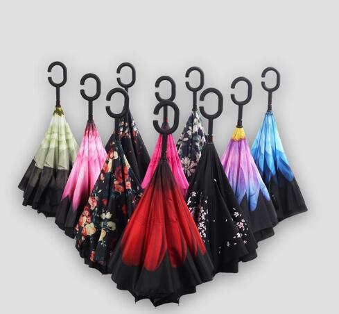 76 colors Umbrella Windproof Reverse Folding Double Layer Inverted Chuva Umbrella Self Stand Inside Out Rain Protection C-Hook Hands
76 colors Umbrella Windproof Reverse Folding Double Layer Inverted Chuva Umbrella Self Stand Inside Out Rain Protection C-Hook Hands