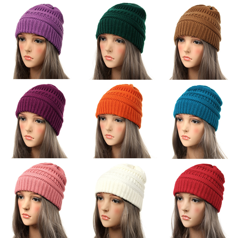 Drop Shipping 2018 Seal Beanies Winter Hats for Women Knitted Hat With Tag Warm Baggy Stretch Knit Chunky Cable Beanie Ski Cap S18120302