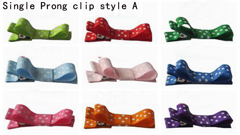 Hair Accessories Bows Clips layered Polka Dot Ribbon Covered Double Single Prong Duckbill Alligator Hairpins Baby headwear 50pcs FJ3226