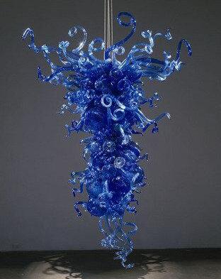 Lamps Contemporary Lustre LED Crystal Pendants Lamp Italian Style Hand Blown Murano Glass Blue Chandelier