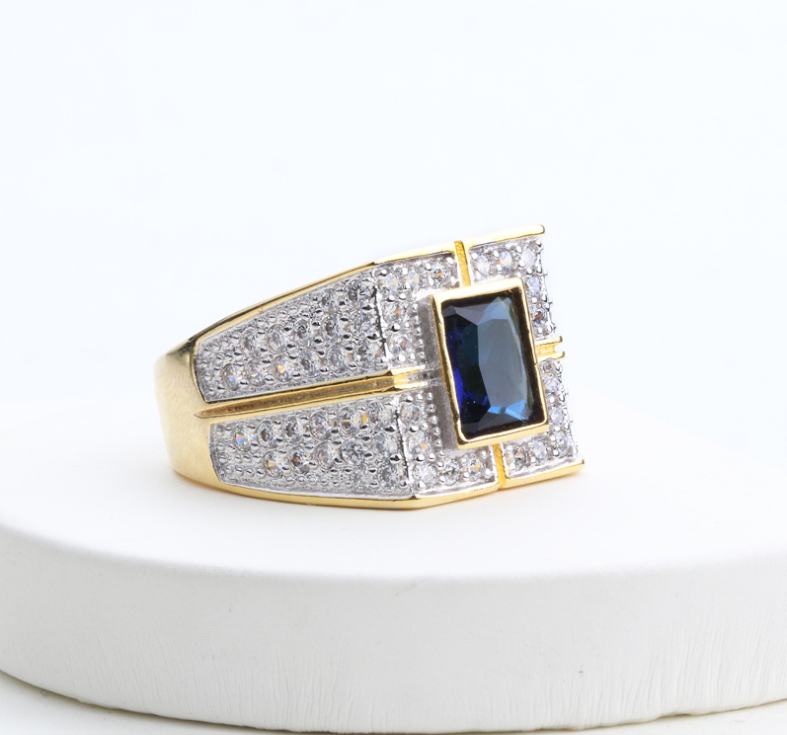 2019 New Arrival Infinity Classical Jewelry 925 Sterling Silver&Gold Fill Pave White Sapphire CZ Diamond Wedding Men Ring for Lovers' Gift