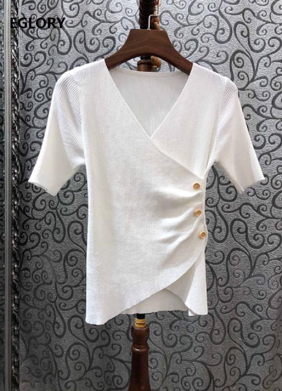 High Quality Jumpers 2020 Spring Fashion White Orange Black Tops Women V-Neck Color Block Buttons Short Sleeve Knitted Pullovers, Colour 2
High Quality Jumpers 2020 Spring Fashion White Orange Black Tops Women V-Neck Color Block Buttons Short Sleeve Knitted Pullovers, Colour 2