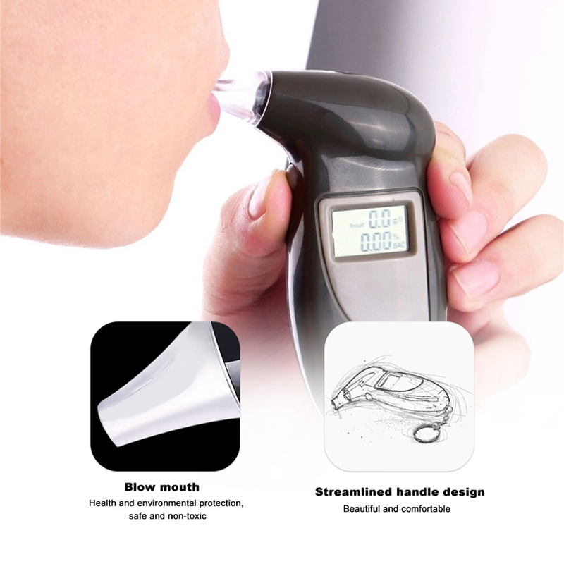 Car Alcoholism Test Digital Alcohol Tester Portable LCD Dispaly Breathalyzer Analyzer Police Alert Breathalyser Mouthpieces Device