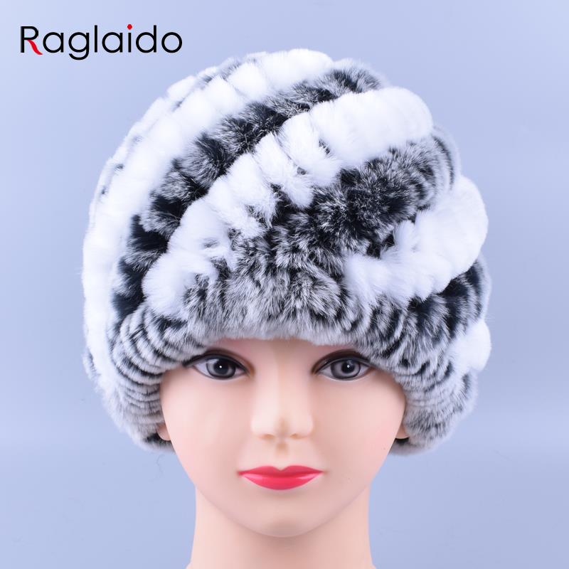 Genuine Rex Rabbit Fur Hat Snow Cap Winter Hats for Women Girls Real Knitting Skullies Beanies natural fluffy hat LQ11169 S18120302