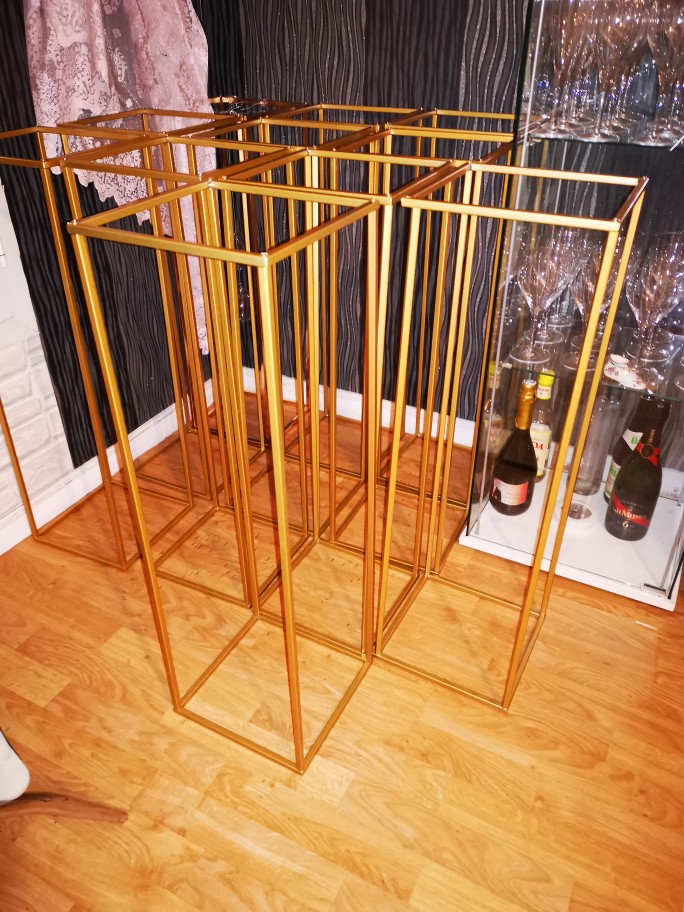 Tall Cake Stand Flower Vases Column Stand Table Centerpiece Flower Rack with Acrylic panel Glossy Stand Plinths for exhibitions event stage