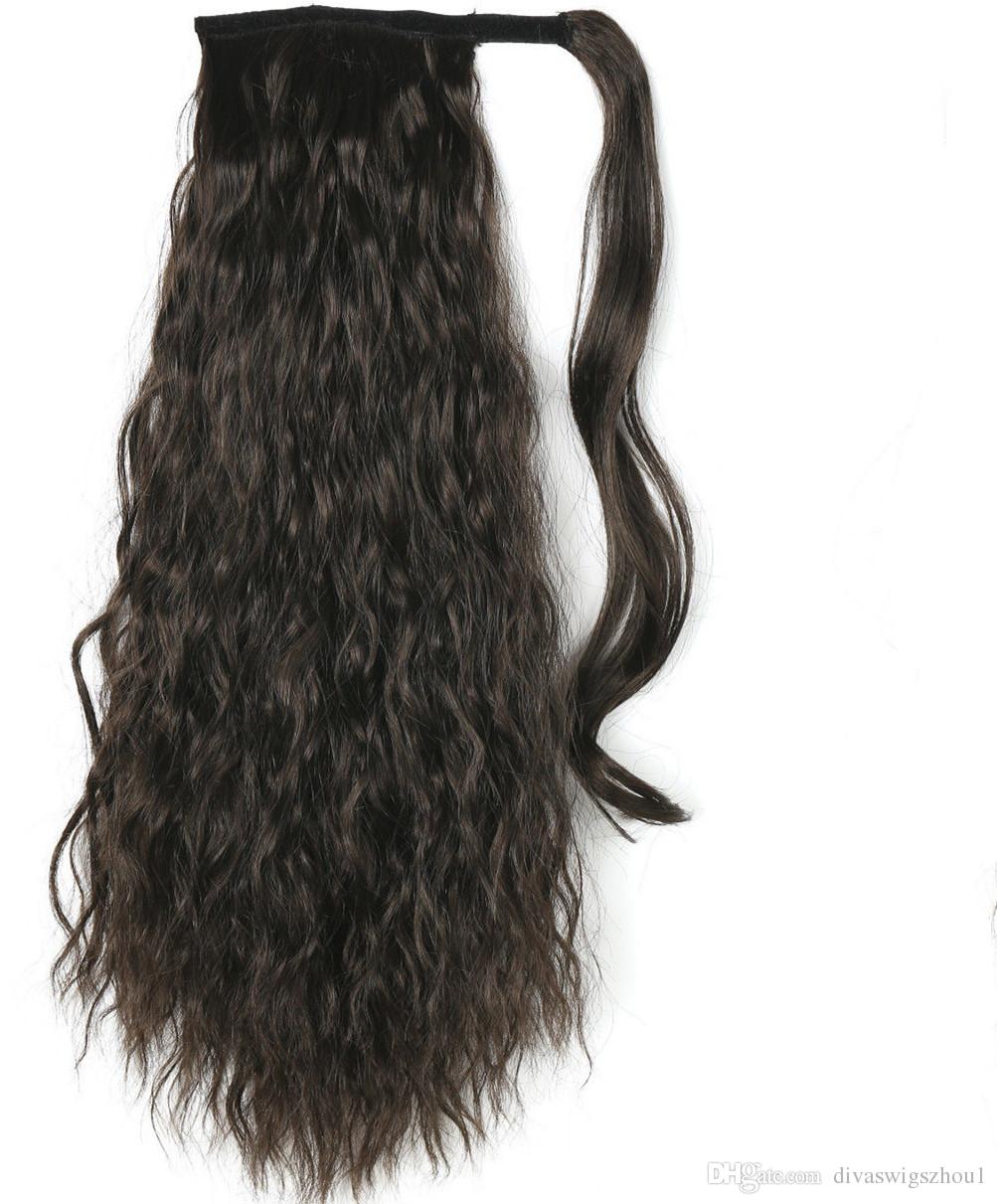 African american ponytail hairstyle wet wavy brazilian hair pony tail extension loose wave wraps pony tail human hair 120g