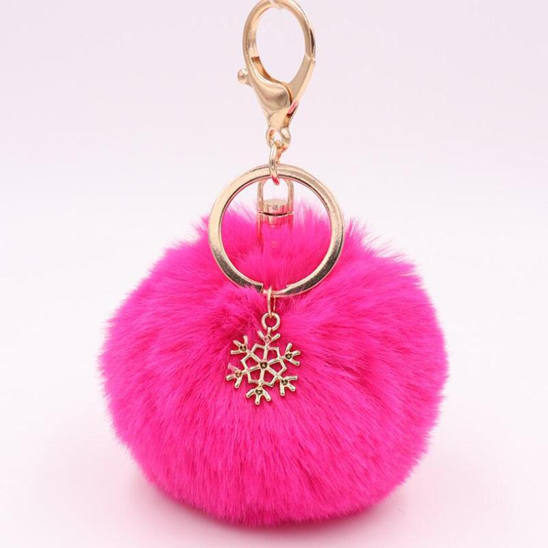 10pcs/Lot Girls Fashion Jewelry Keychains Party Favors Lovely Fluffy Balls Snow Key Ring Baby Shower Gift For Women Bags Decor 8cm