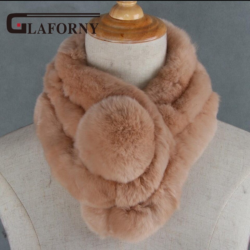 Glaforny winter beaver rabbit wool scarf collar lady winter warm fur scarf otter rabbit hair collar set wholesale D19011106