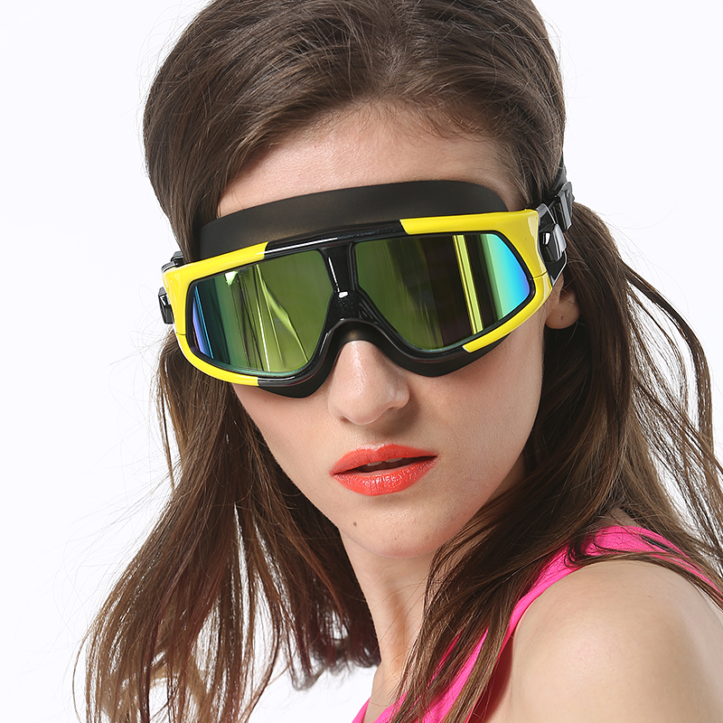 Goggles Swimming Goggles Comfortable Silicone Large Frame Swim Glasses Anti-Fog UV Men Women Swim Mask Waterproof Water Sports286C