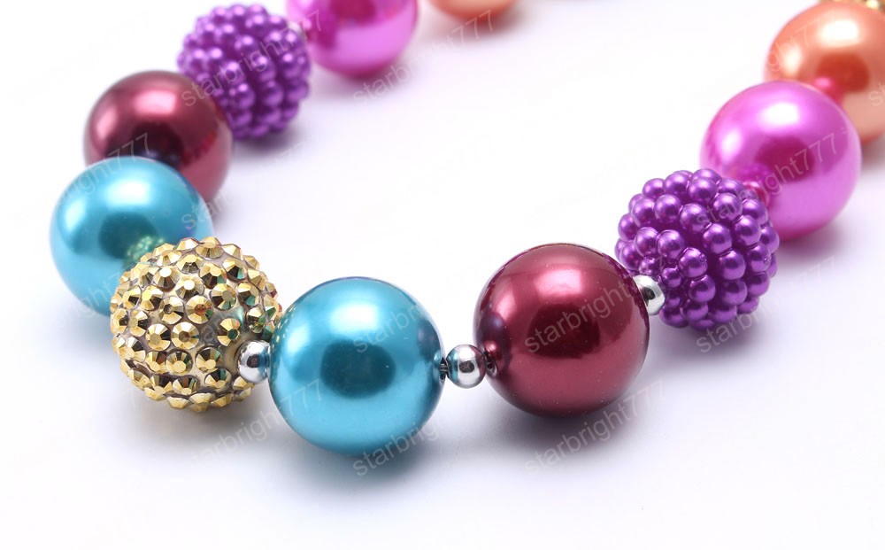 New Arrival Kids Child Chunky Beads Necklace Cute Girls Toddler Bubblegum Necklace Handmade Jewelry